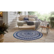 Kusový koberec Mujkoberec Original Flatweave 104856 Blue/Cream kruh – na ven i na doma