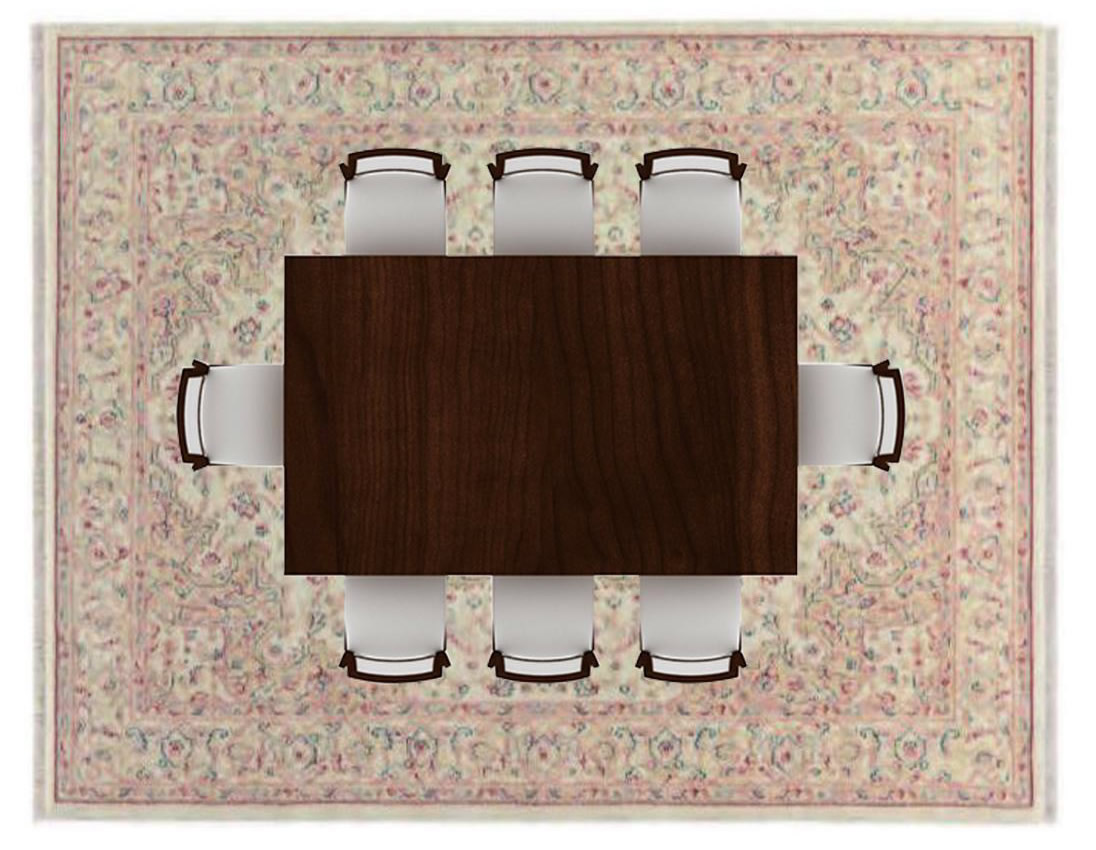 Obdelníkový koberec pod stolem