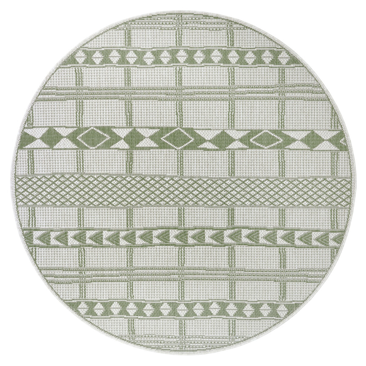 Kusový koberec Mujkoberec Original Flatweave 104853 Green/Cream kruh – na ven i na doma