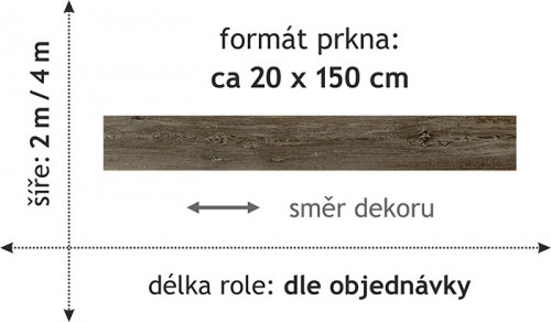 Beaulieu International Group, PVC podlaha - lino Domo 2151, na míru, šíře 2m,3m,4m, hnědá, bez podkladu, koupelna