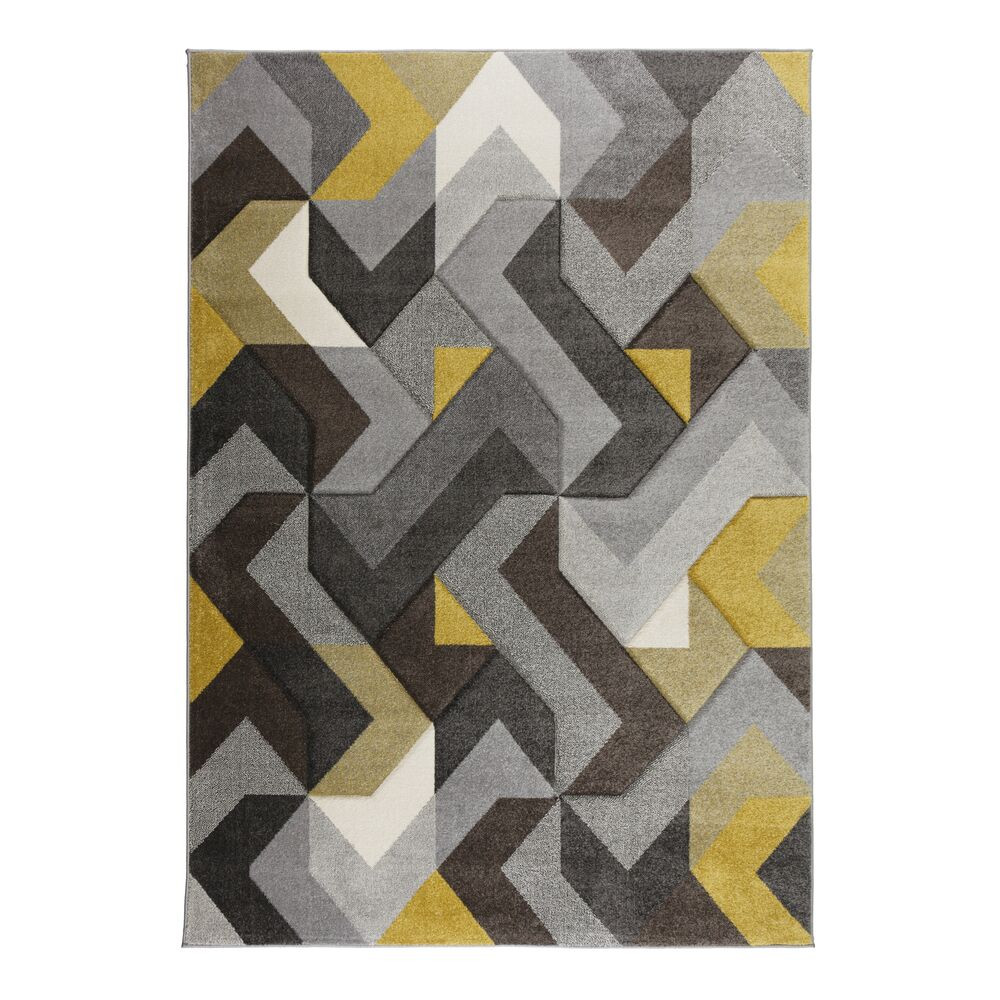 Levně Flair Rugs koberce Kusový koberec Hand Carved Aurora Grey/Ochre - 120x170 cm