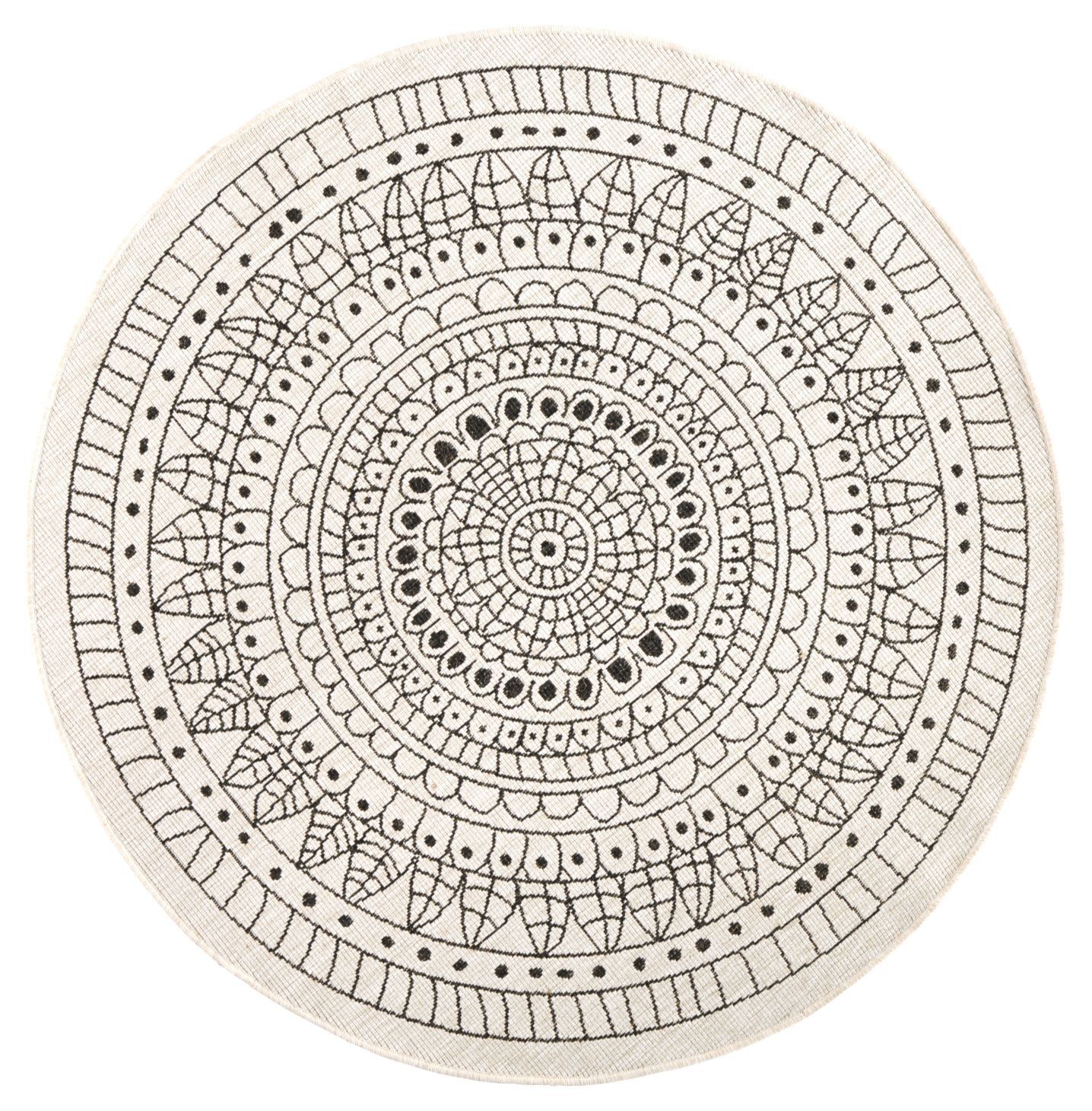 Levně NORTHRUGS - Hanse Home koberce Kusový koberec Twin-Wendeteppiche 103101 creme schwarz kruh – na ven i na doma - 240x240 (průměr) kruh cm
