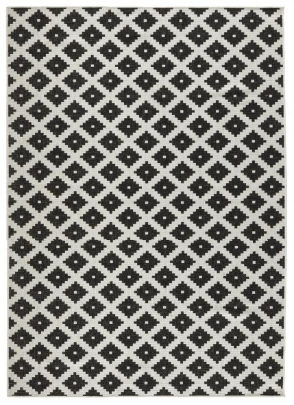 Levně NORTHRUGS - Hanse Home koberce Kusový koberec Twin-Wendeteppiche 103124 schwarz creme – na ven i na doma - 160x230 cm