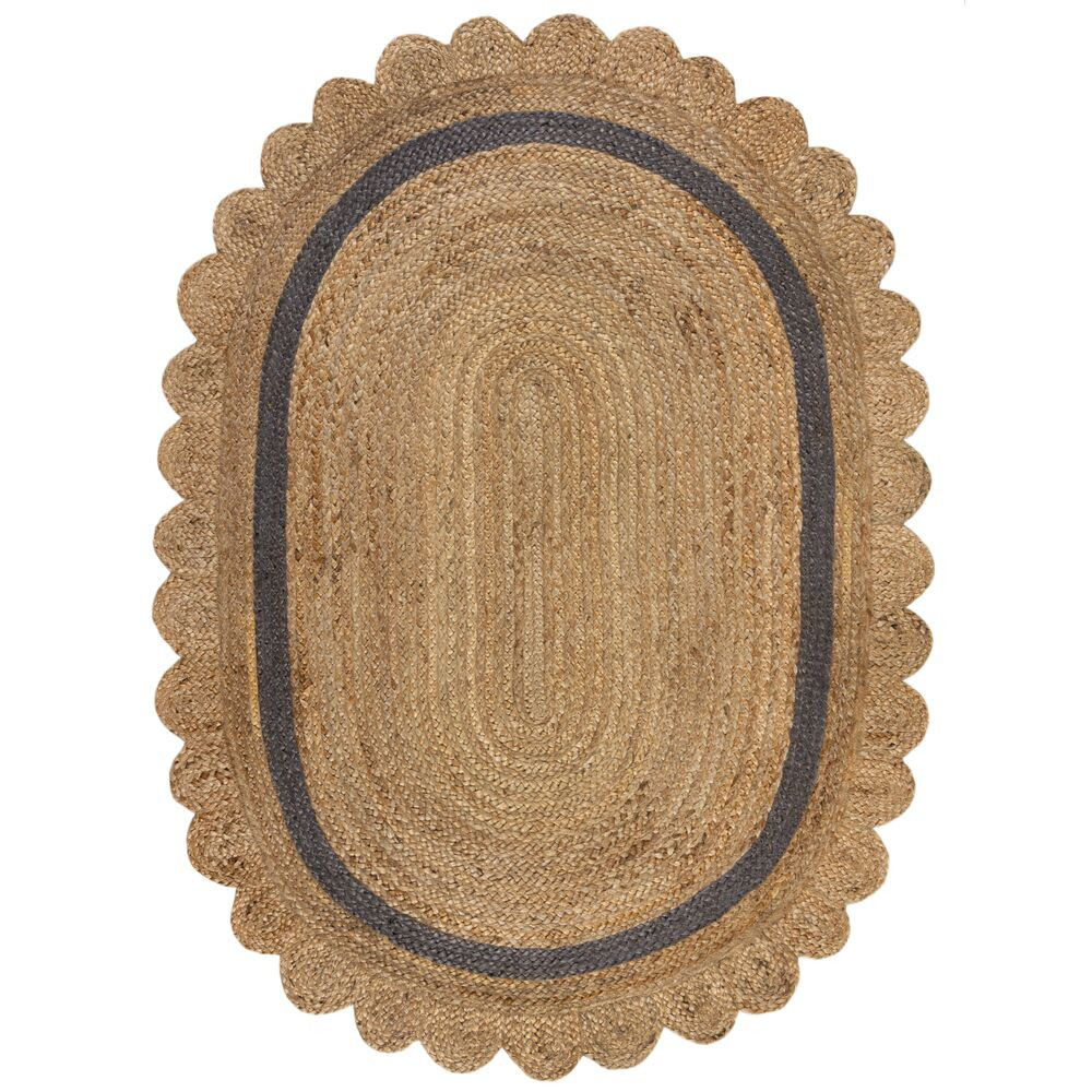 Levně Flair Rugs koberce Kusový koberec Grace Jute Natural/Grey ovál - 120x170 ovál cm