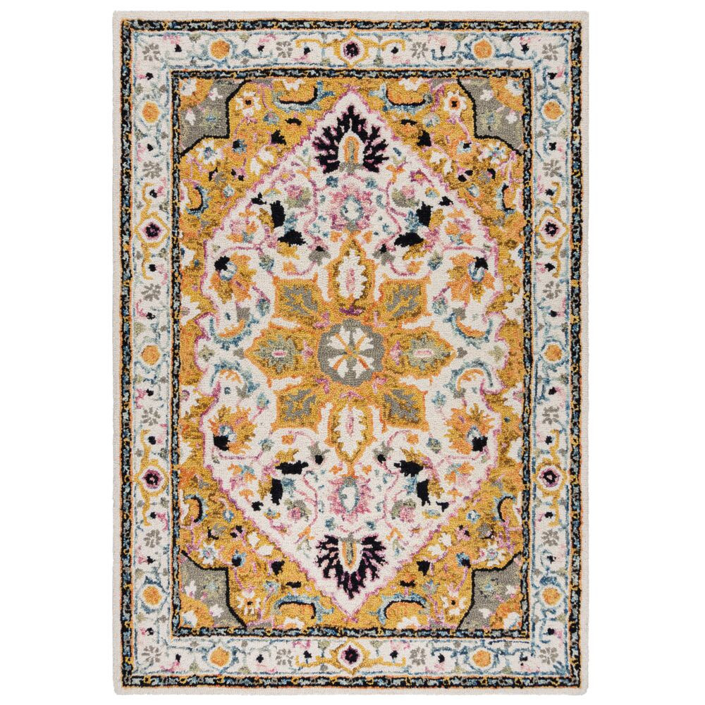 Levně Flair Rugs koberce Kusový koberec Wool Loop Dahlia Yellow/Multi - 120x170 cm
