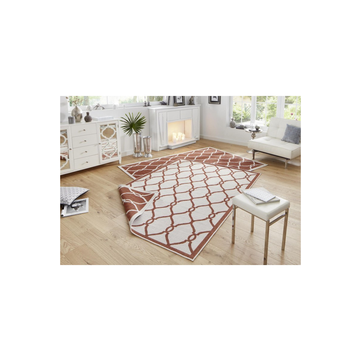 AKCE: 120x170 cm Kusový koberec Twin-Wendeteppiche 103120 terra creme – na ven i na doma