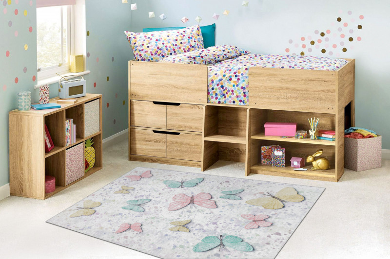 Dywany Łuszczów, Dětský kusový koberec Bambino 1610 Butterflies cream, 140x190, vícebarevná, dětský pokoj