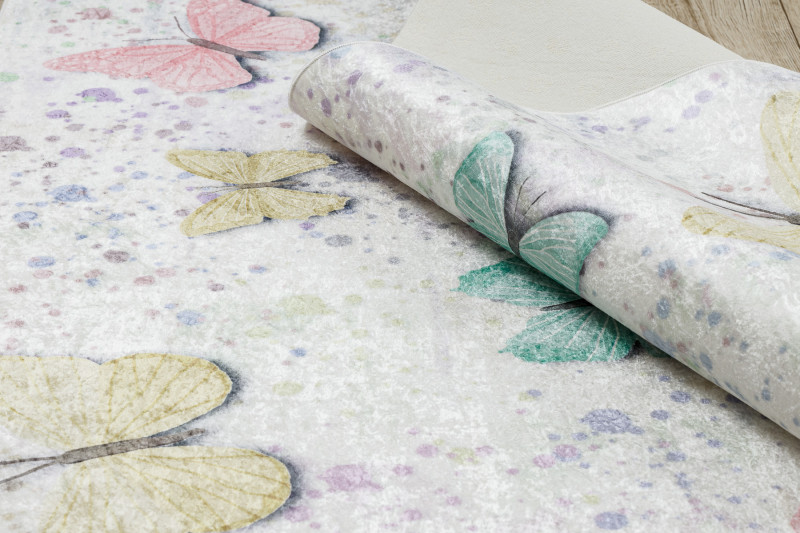 Dywany Łuszczów, Dětský kusový koberec Bambino 1610 Butterflies cream, 140x190, vícebarevná, dětský pokoj