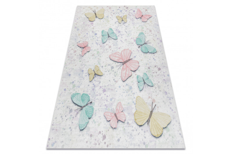Dywany Łuszczów, Dětský kusový koberec Bambino 1610 Butterflies cream, 140x190, vícebarevná, dětský pokoj