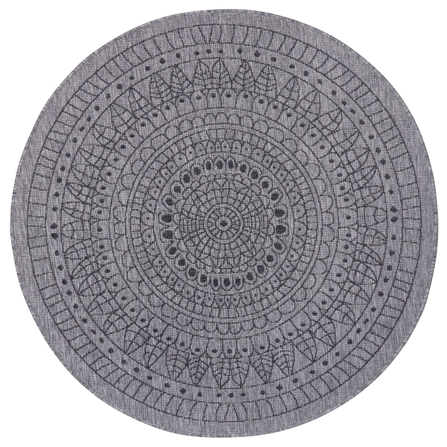 Levně NORTHRUGS - Hanse Home koberce Kusový koberec Twin-Wendeteppiche 105476 Night Silver kruh – na ven i na doma - 140x140 (průměr) kruh cm