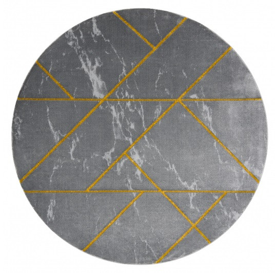 Levně Dywany Łuszczów Kusový koberec Emerald geometric 1012 grey and gold kruh - 200x200 (průměr) kruh cm