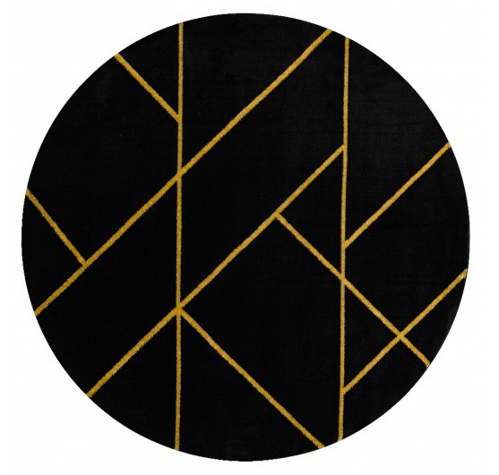 Levně Dywany Łuszczów Kusový koberec Emerald geometric 1012 black and gold kruh - 200x200 (průměr) kruh cm