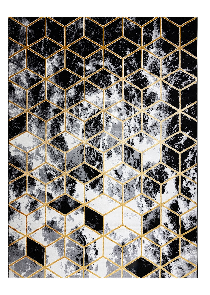 Levně Dywany Łuszczów Kusový koberec Gloss 409A 82 3D cubes black/gold/grey - 120x170 cm