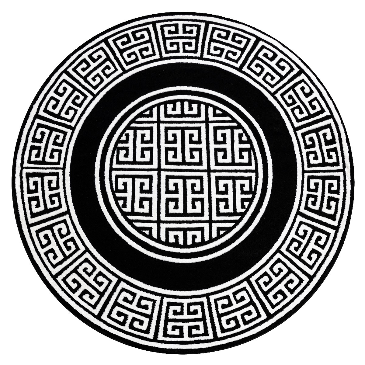 Levně Dywany Łuszczów Kusový koberec Gloss 6776 85 greek black/ivory kruh - 200x200 (průměr) kruh cm
