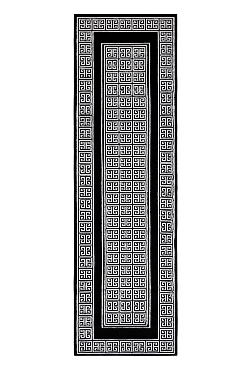 Levně Dywany Łuszczów Běhoun Gloss 6776 85 greek black/ivory - 60x300 cm
