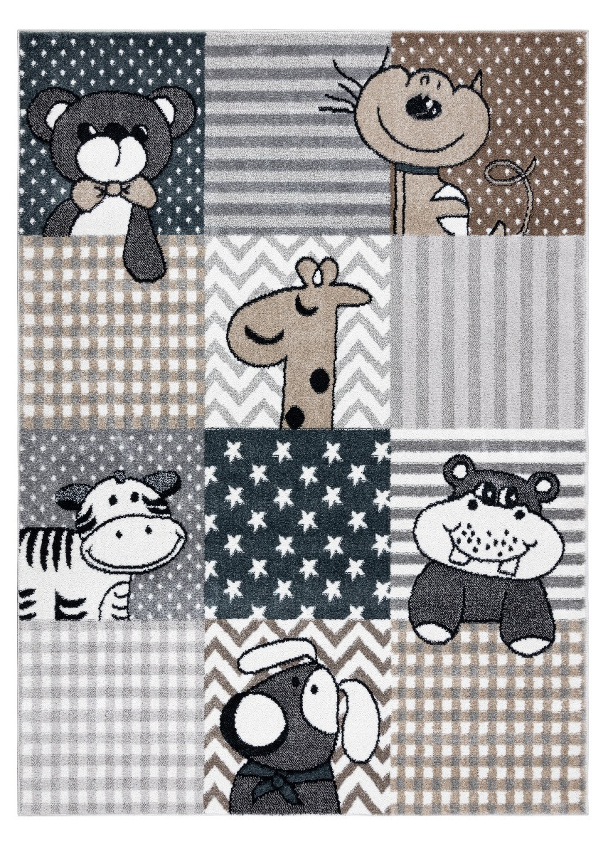 Dětský kusový koberec Fun Pets grey