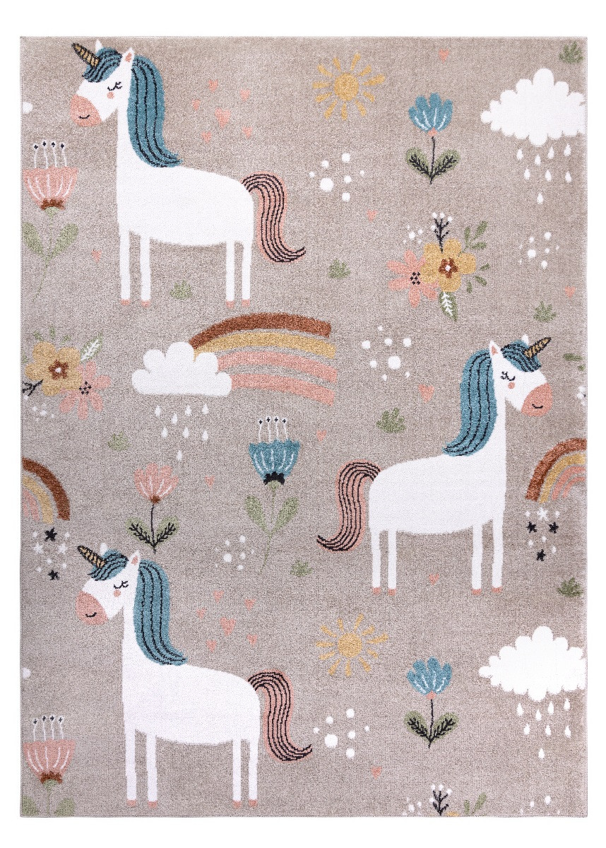 Levně Dywany Łuszczów Dětský kusový koberec Fun Unicorn with rainbow beige - 200x290 cm