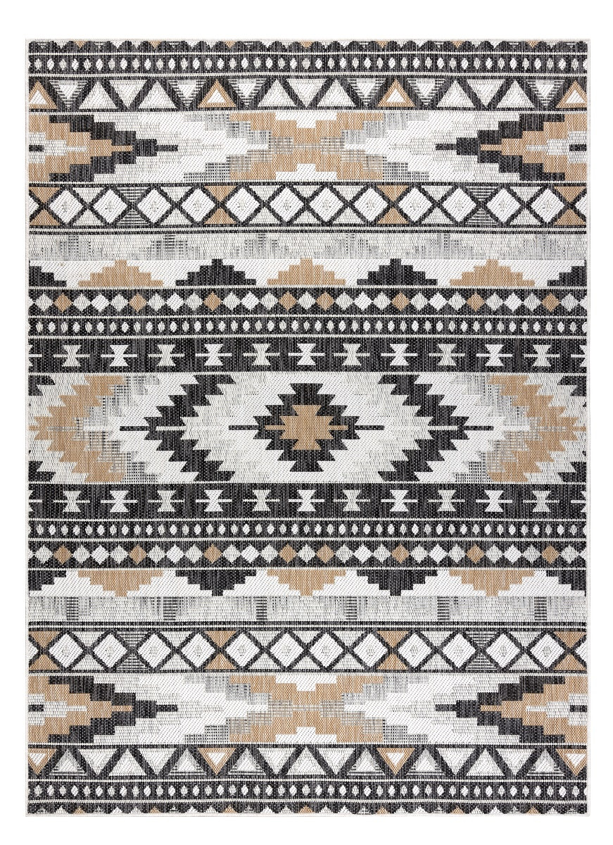 Levně Dywany Łuszczów Kusový koberec Cooper Sisal Aztec 22235 ecru/black – na ven i na doma - 140x190 cm