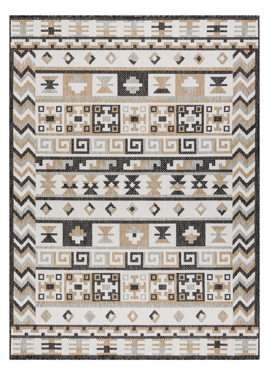 Levně Dywany Łuszczów Kusový koberec Cooper Sisal Aztec 22218 ecru/black – na ven i na doma - 140x190 cm