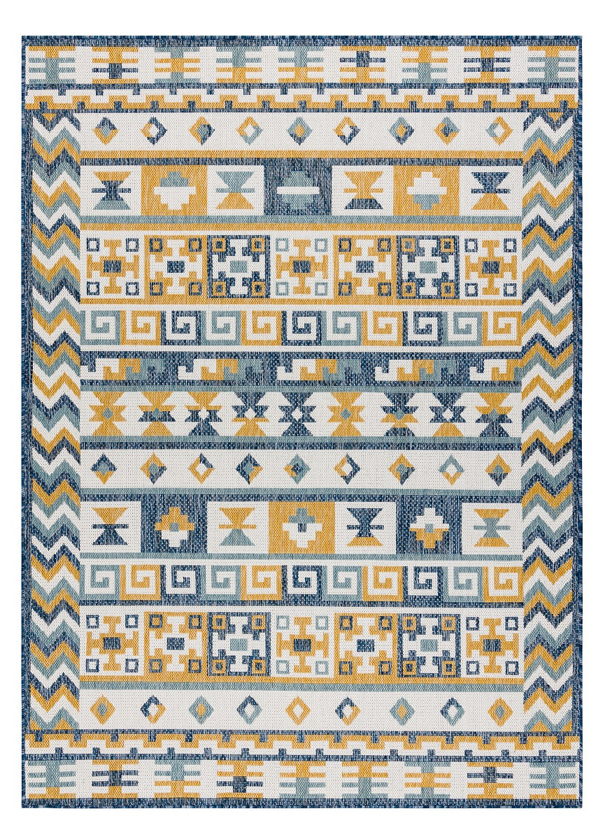 Levně Dywany Łuszczów Kusový koberec Cooper Sisal Aztec 22218 ecru/navy – na ven i na doma - 80x150 cm