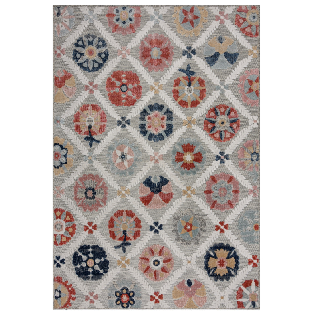 Levně Flair Rugs koberce Kusový koberec Plaza Flora Grey – na ven i na doma - 120x170 cm