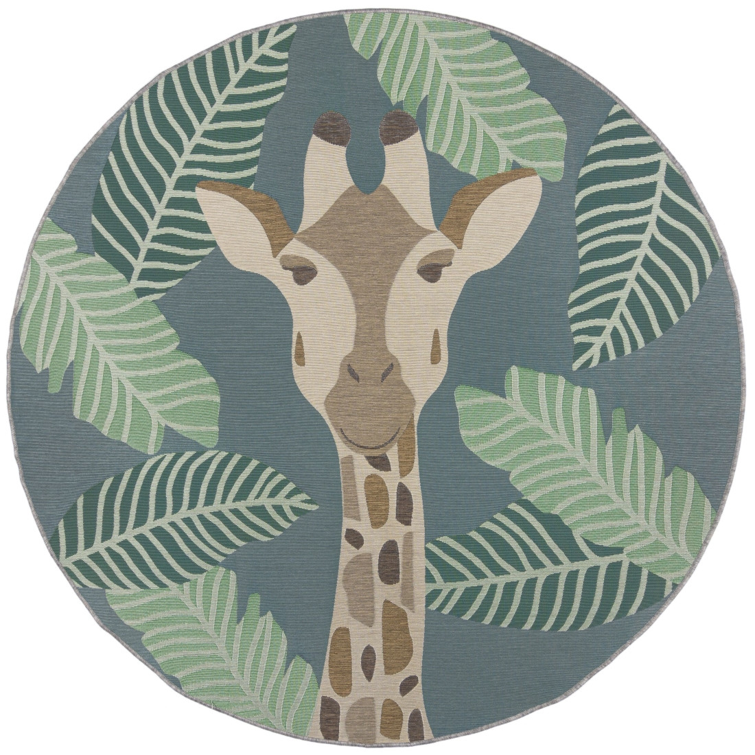 Levně Flair Rugs koberce Kusový koberec Dauntless Eric Giraffe Blue – na ven i na doma - 160x160 (průměr) kruh cm