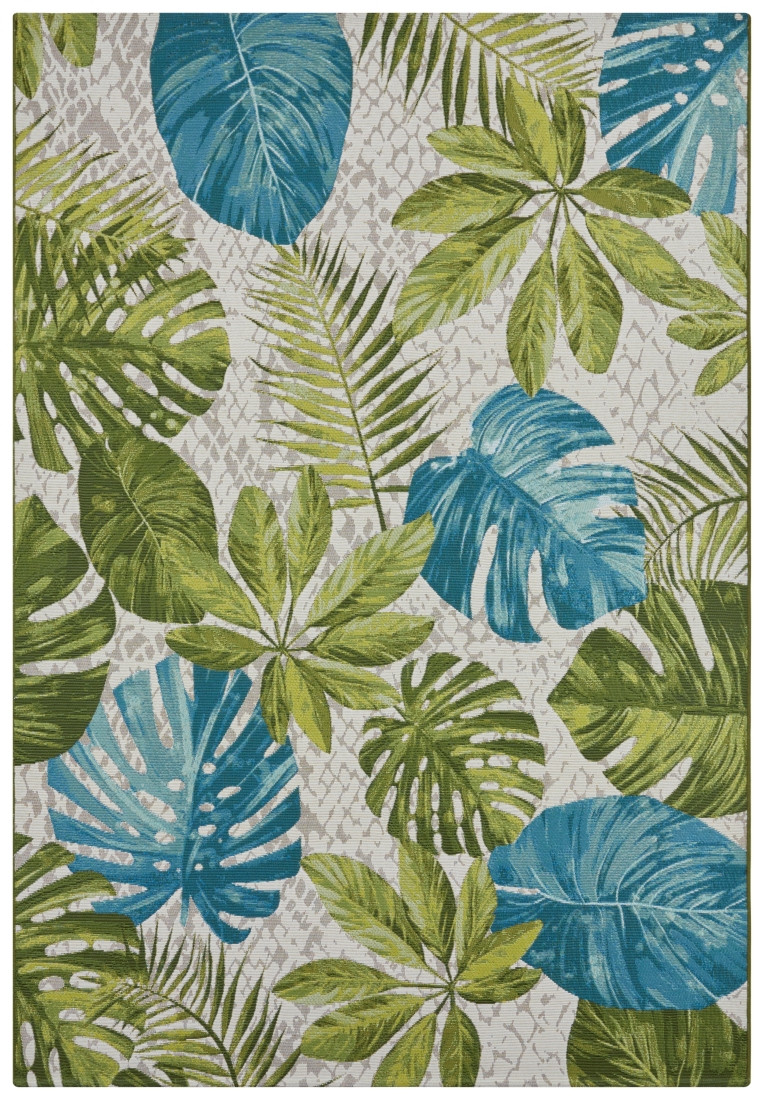 Levně Hanse Home Collection koberce Kusový koberec Flair 105617 Tropical Leaves Turqouise Green – na ven i na doma - 80x165 cm