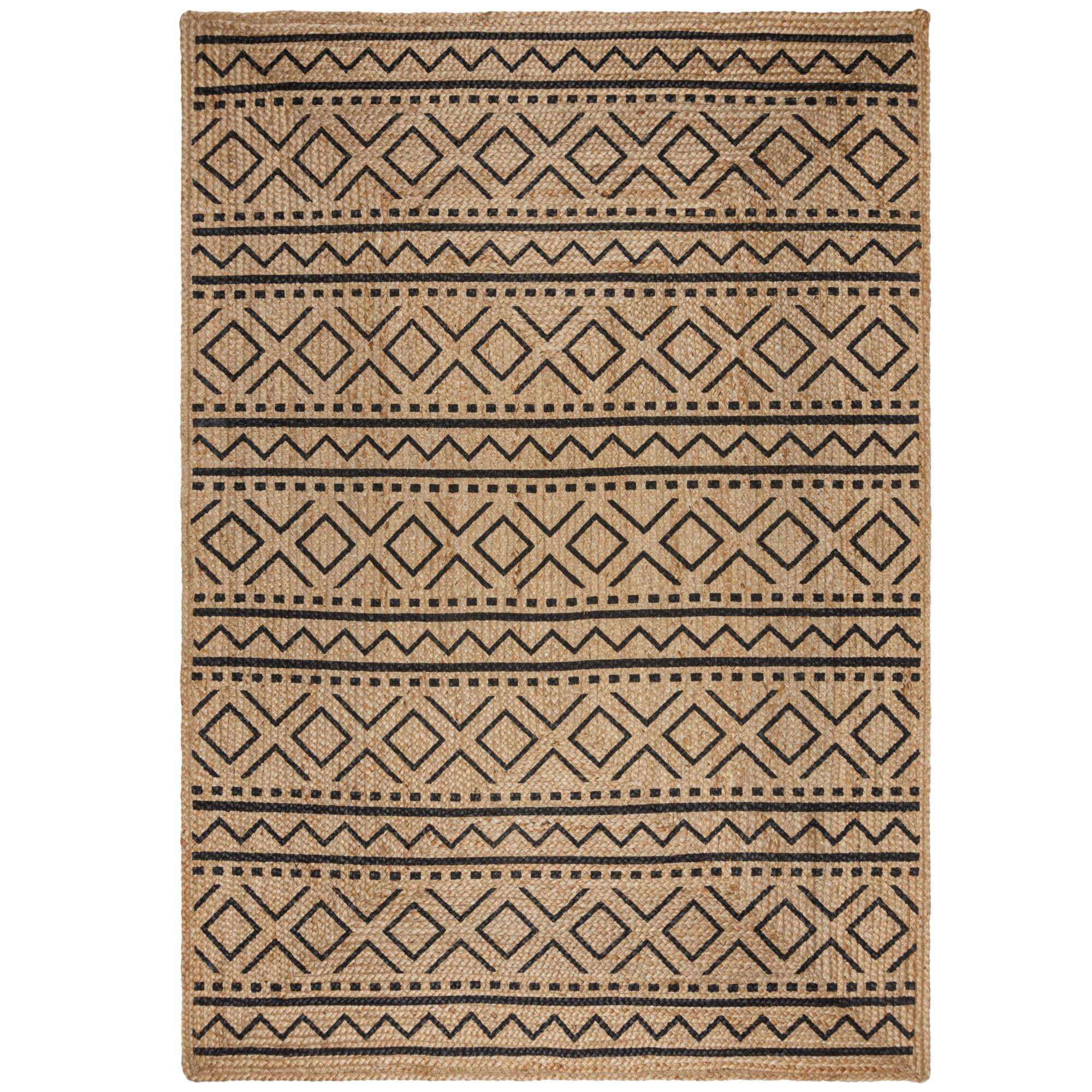 Levně Flair Rugs koberce Kusový koberec Printed Jute Luis Natural/Black - 120x170 cm