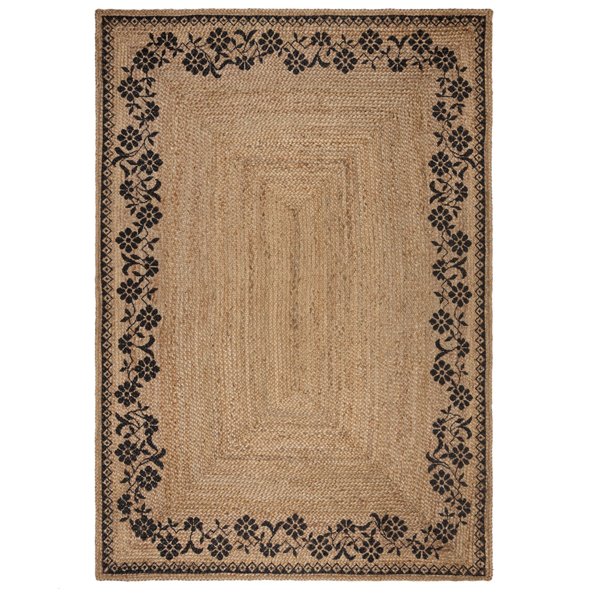 Levně Flair Rugs koberce Kusový koberec Printed Jute Maisie Natural/Black - 120x170 cm