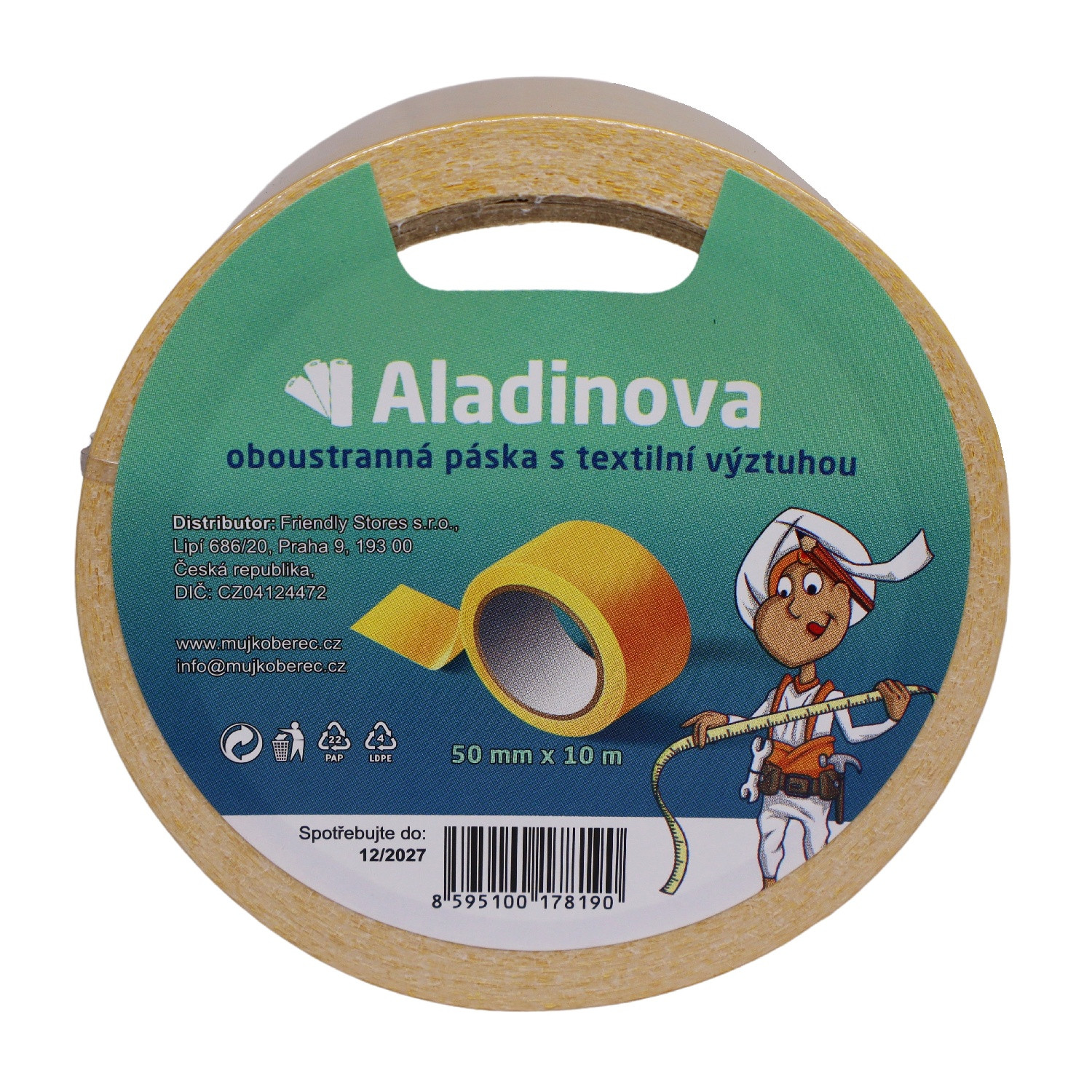 Levně Aladin Oboustranná lepící kobercová páska 10m - Balení: Šířka 5 cm, návin 10 metrů