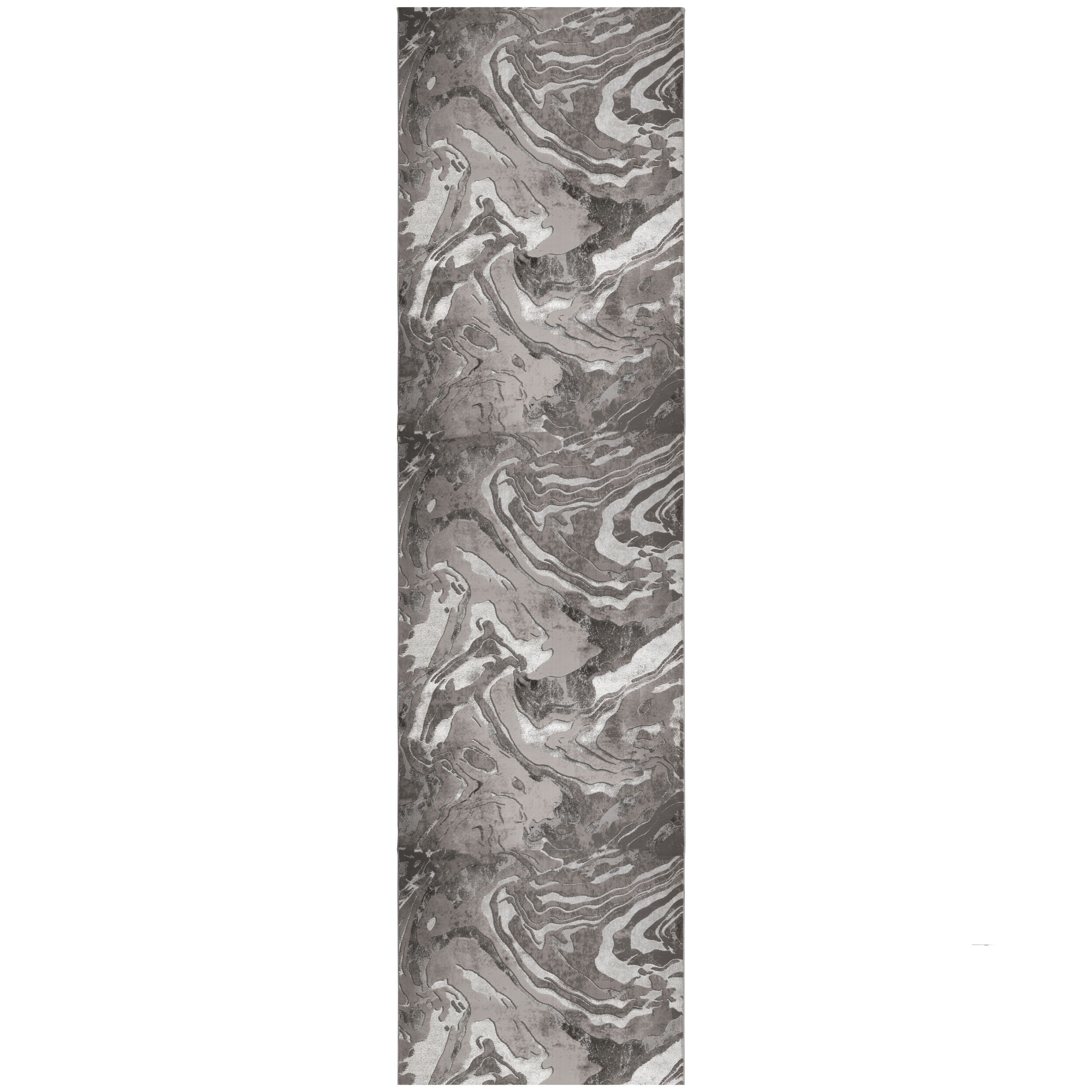 Levně Flair Rugs koberce Běhoun Eris Marbled Silver - 60x230 cm