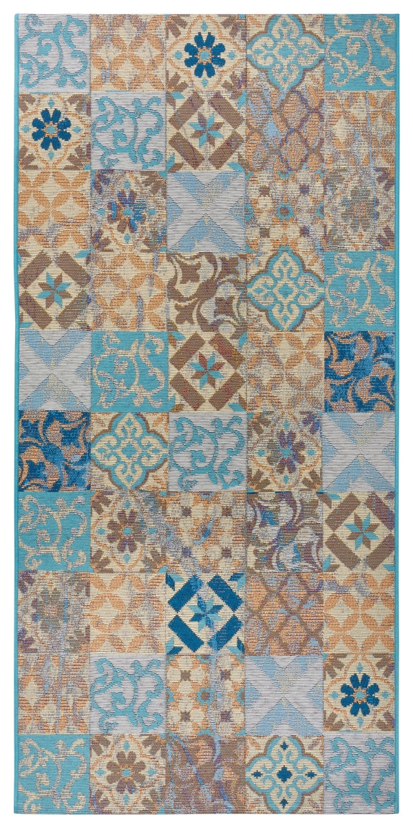 Levně Hanse Home Collection koberce Běhoun Cappuccino 105880 Mosaik Blue Multicolored - 75x150 cm