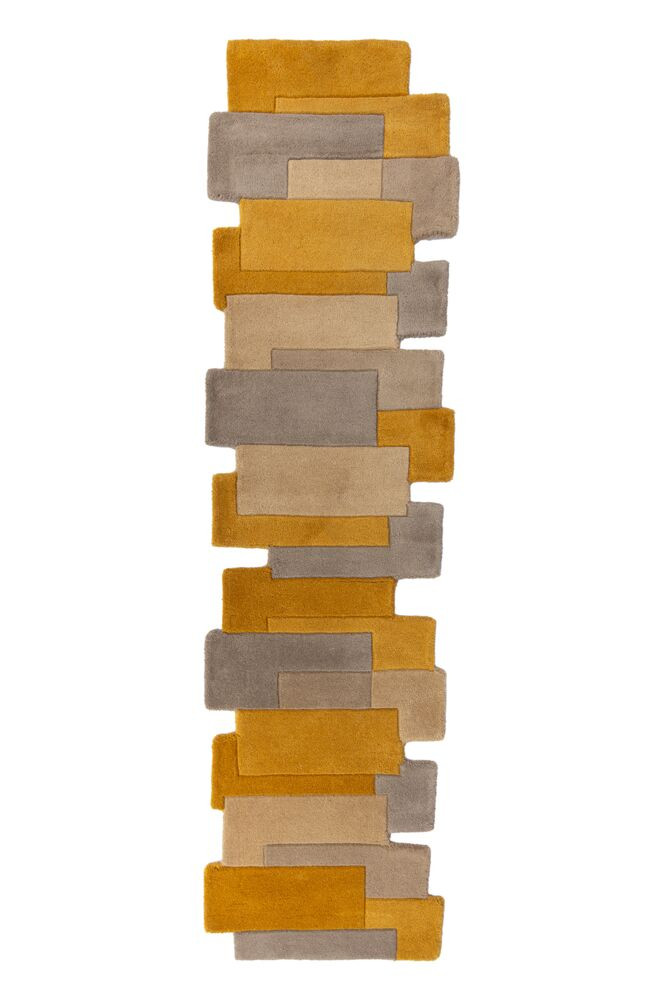 Levně Flair Rugs koberce Běhoun Abstract Collage Ochre/Natural - 60x230 cm