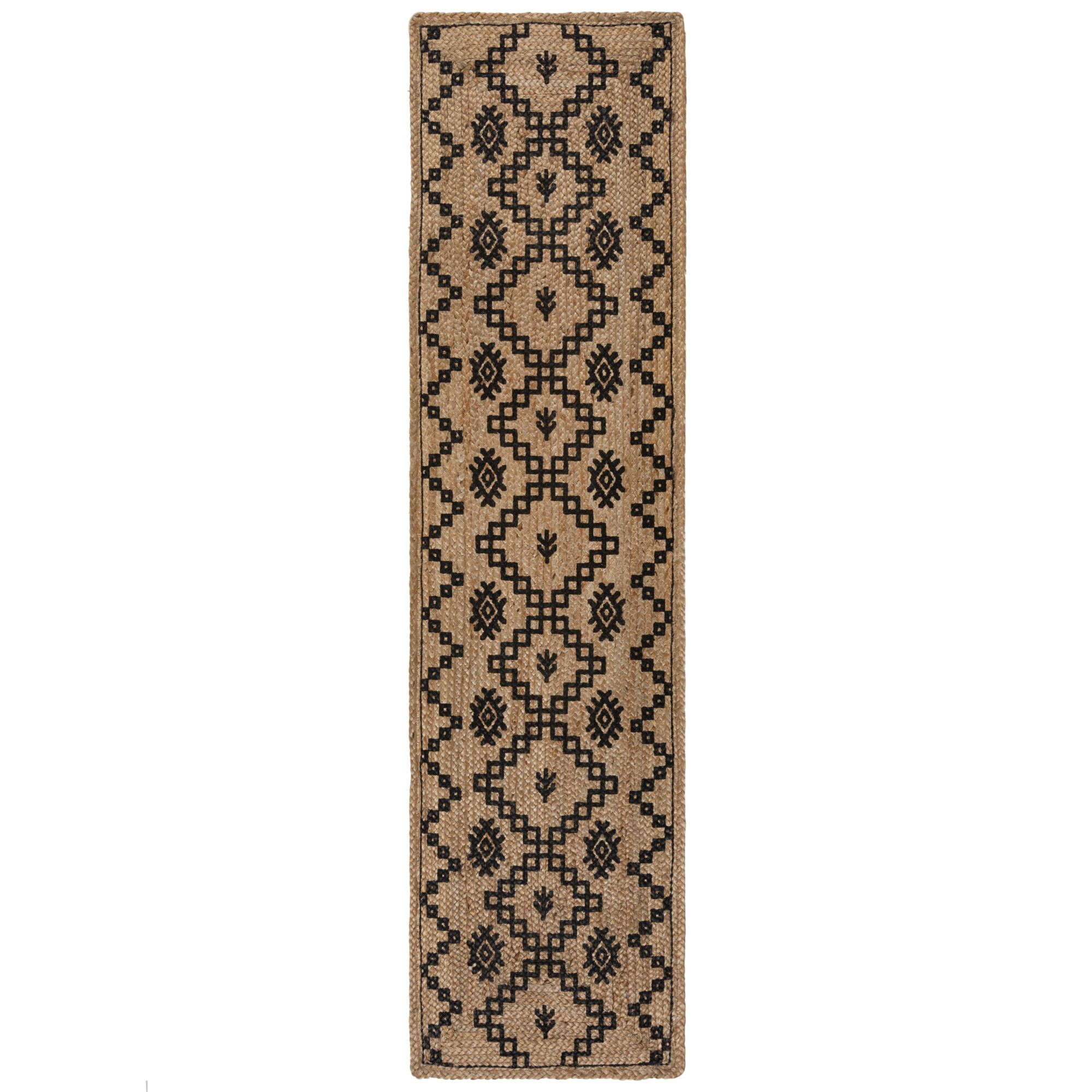 Levně Flair Rugs koberce Běhoun Printed Jute Rowen Natural/Black - 60x230 cm