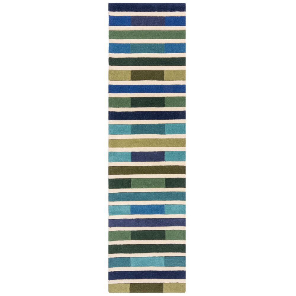 Levně Flair Rugs koberce Ručně všívaný běhoun Illusion Piano Green/Multi - 60x230 cm