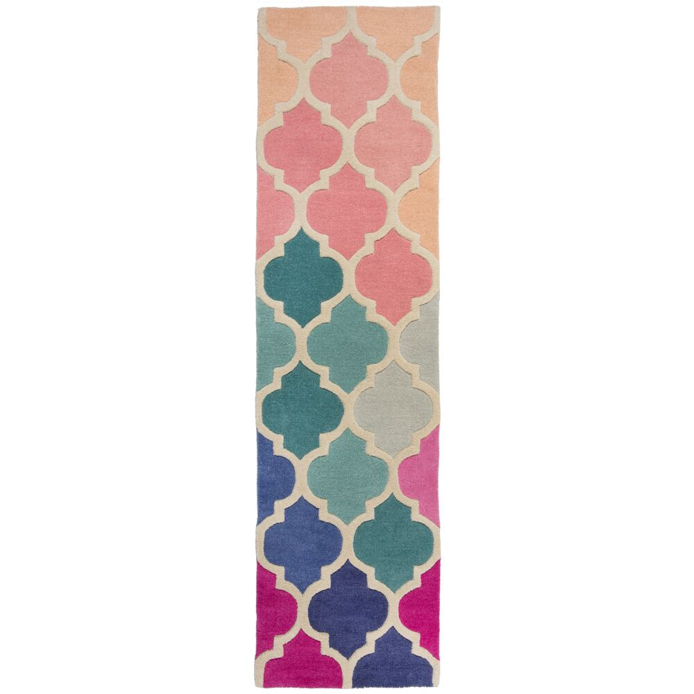 Levně Flair Rugs koberce Ručně všívaný běhoun Illusion Rosella Pink/Blue - 60x230 cm
