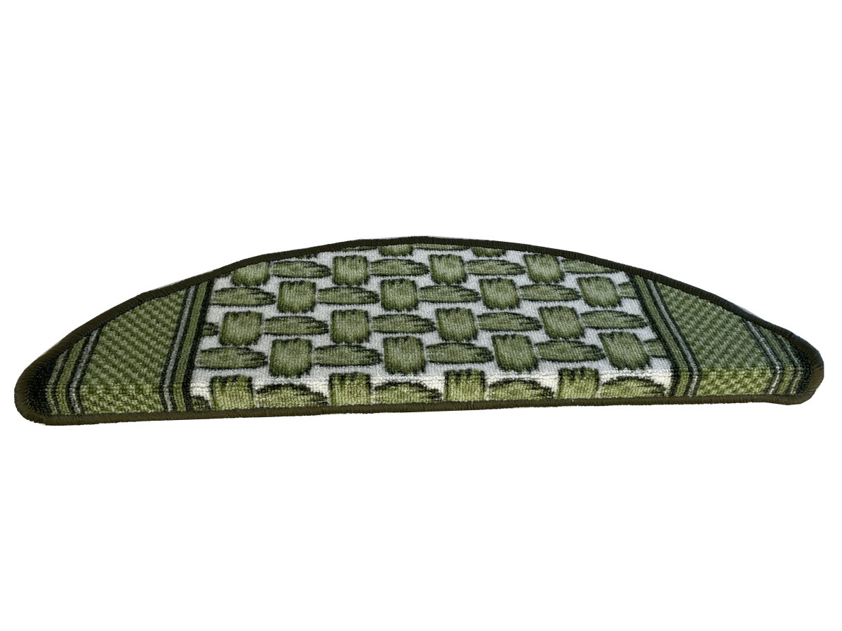 Levně Vopi koberce Nášlapy na schody Grenoble zelený půlkruh, samolepící - 24x65 půlkruh (rozměr včetně ohybu)