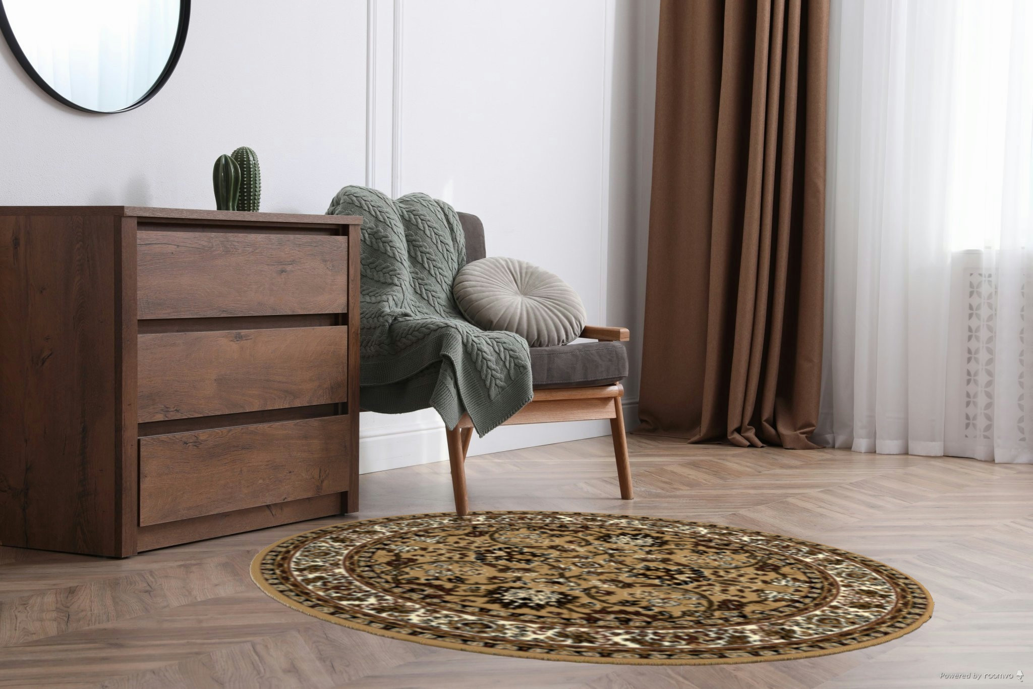 Kusový koberec TEHERAN T-117 beige kruh