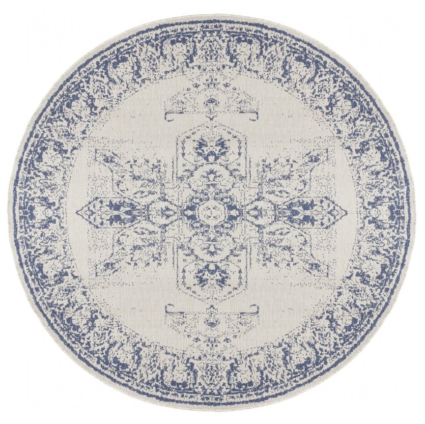 Kusový koberec Twin Supreme 104138 Blue/Cream kruh – na ven i na doma
