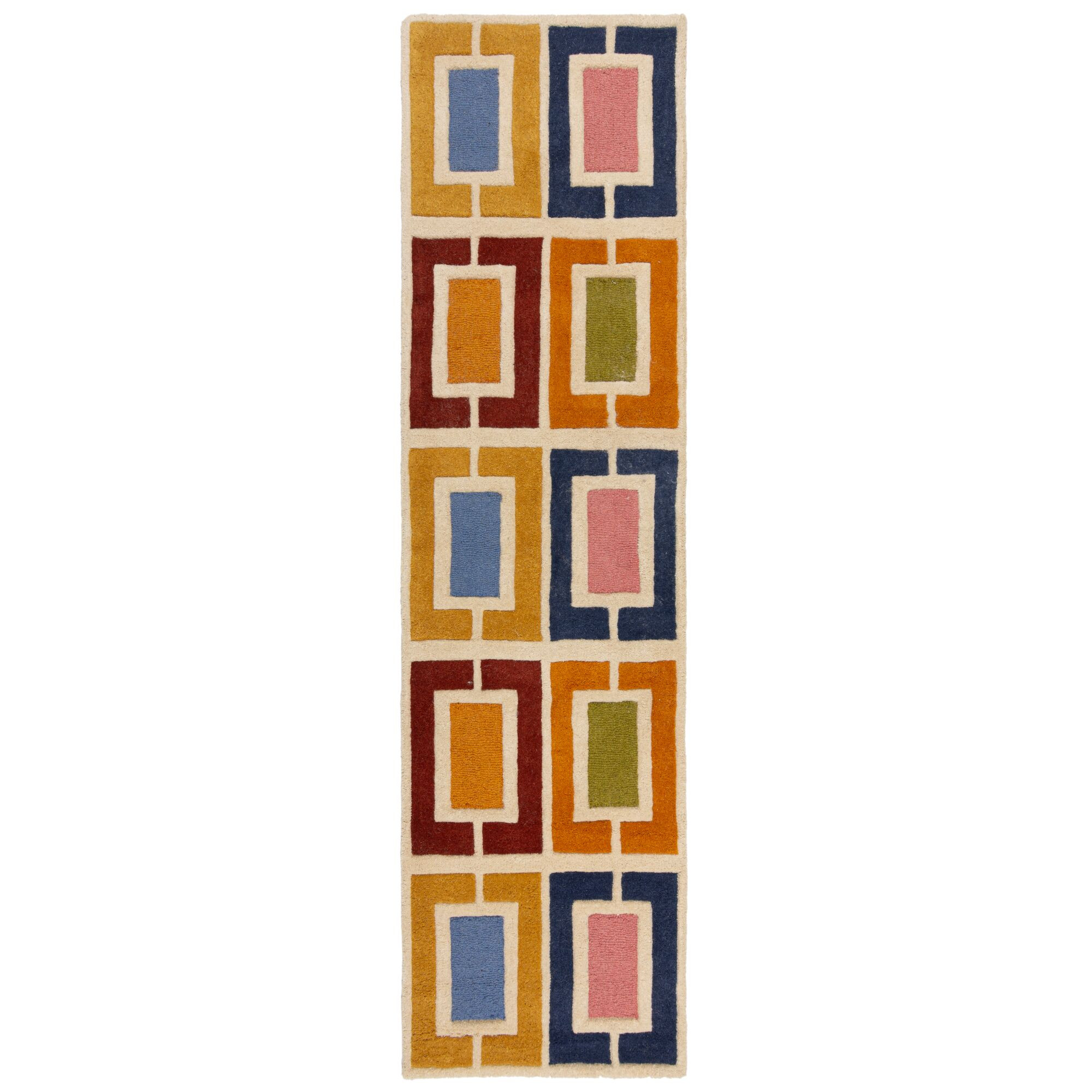 Levně Flair Rugs, Ručně všívaný běhoun Illusion Retro Blocks Multi, 60x230, vícebarevná, dětský pokoj