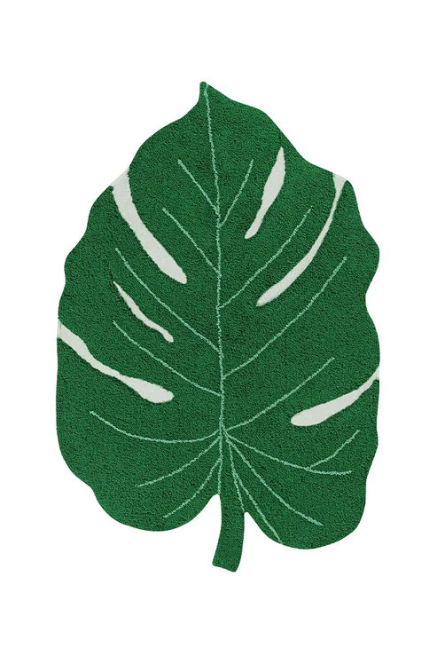 Levně Lorena Canals, Přírodní koberec, ručně tkaný Monstera Leaf, 120x160, zelená, chodba / předsíň
