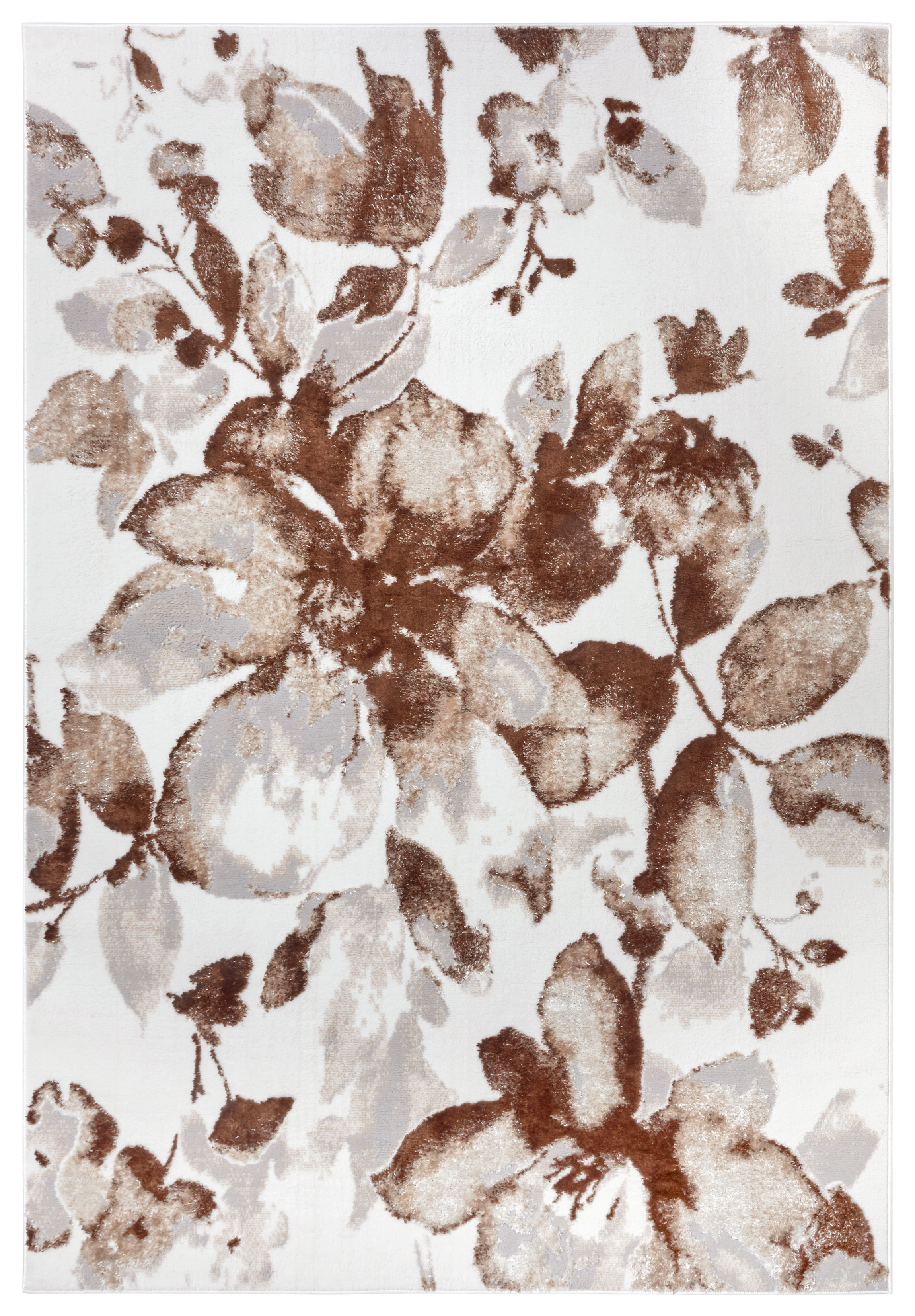 Kusový koberec Shine 105921 Floral White Brown