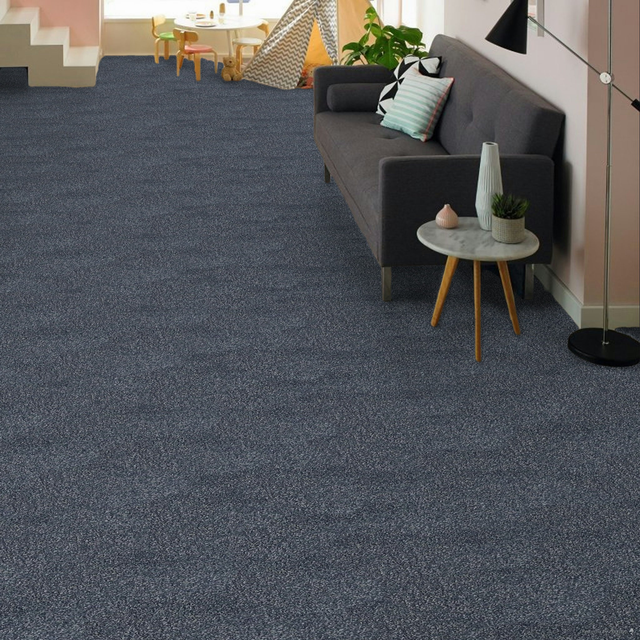 Tapibel, Metrážový koberec Supersoft 780 sv. modrý, na míru s bordurou, šíře 4m, modrá, ab (mřížka), ložnice