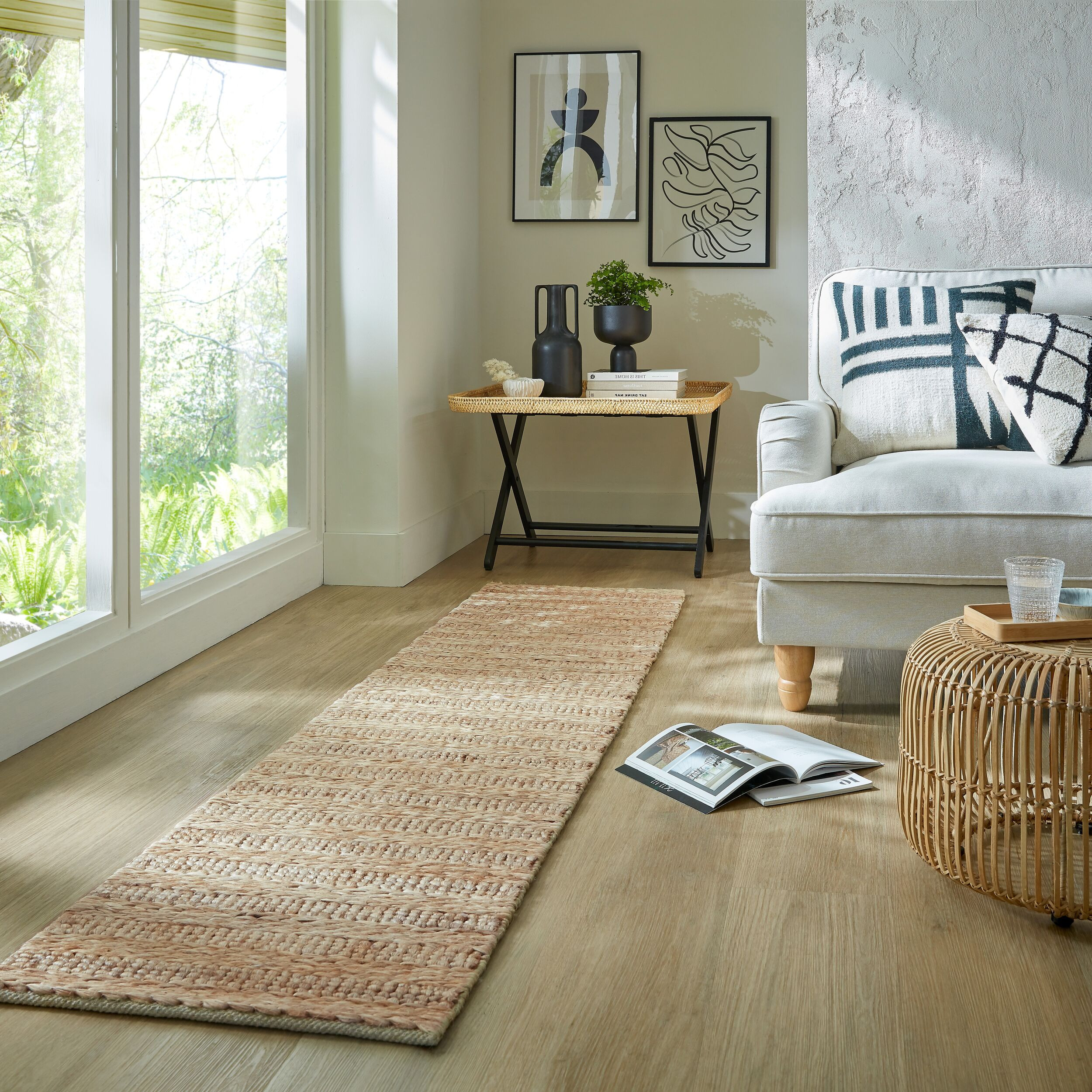 Levně Flair Rugs, Běhoun Drew Braid Stripe Natural, 60x230, béžová, chodba / předsíň