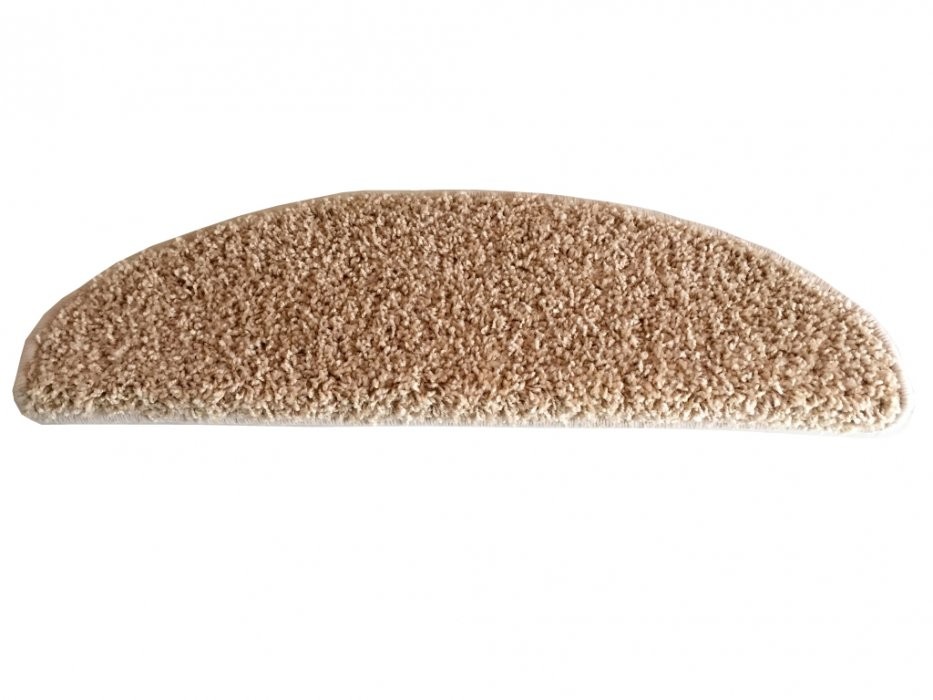 Vopi Nášlapy na schody Color shaggy béžový půlkruh, samolepící - 24x65 půlkruh (rozměr včetně ohybu)