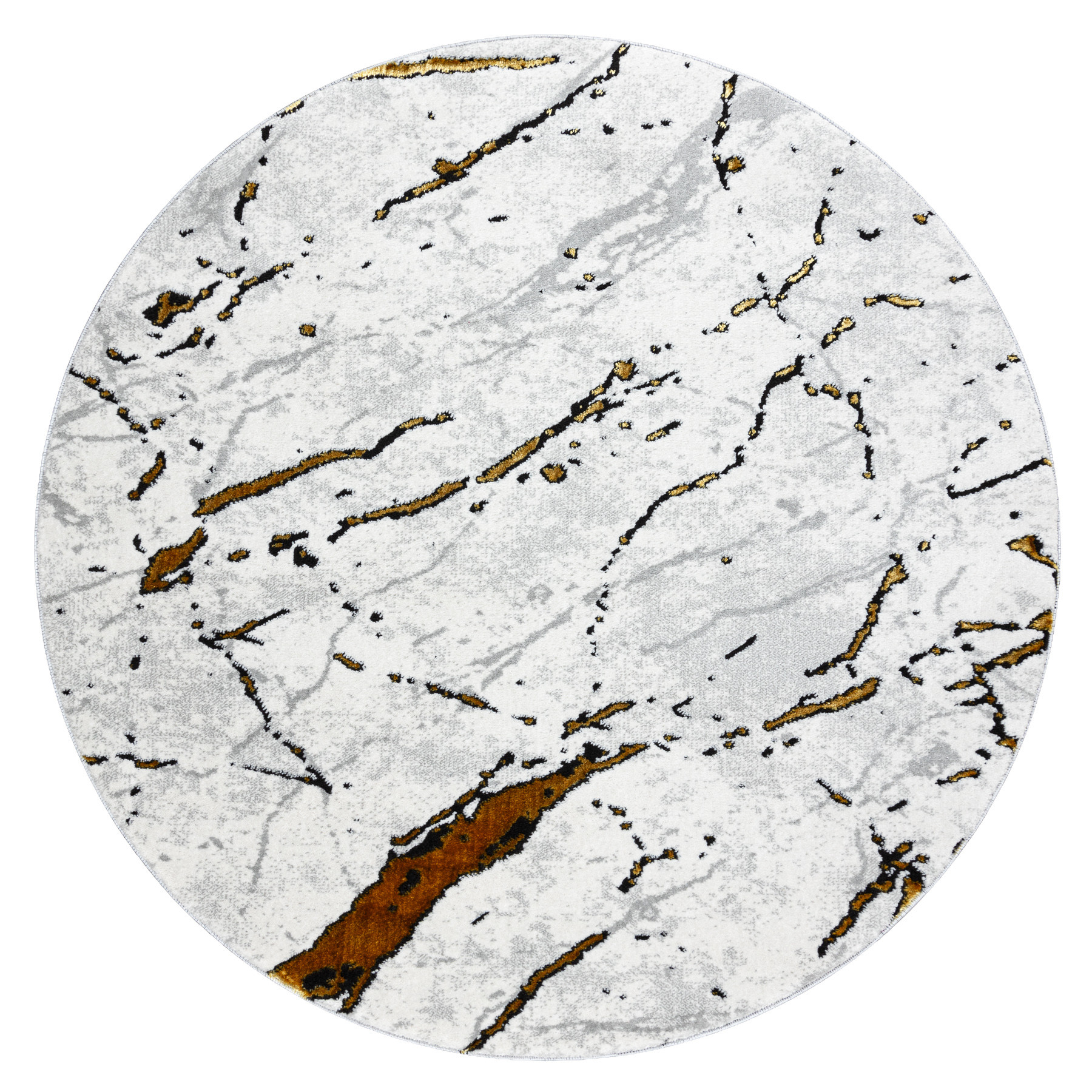 Dywany Łuszczów, Kusový koberec Allure 1963 white/gold kruh, 200x200 (průměr) kruh, bílá, kancelář