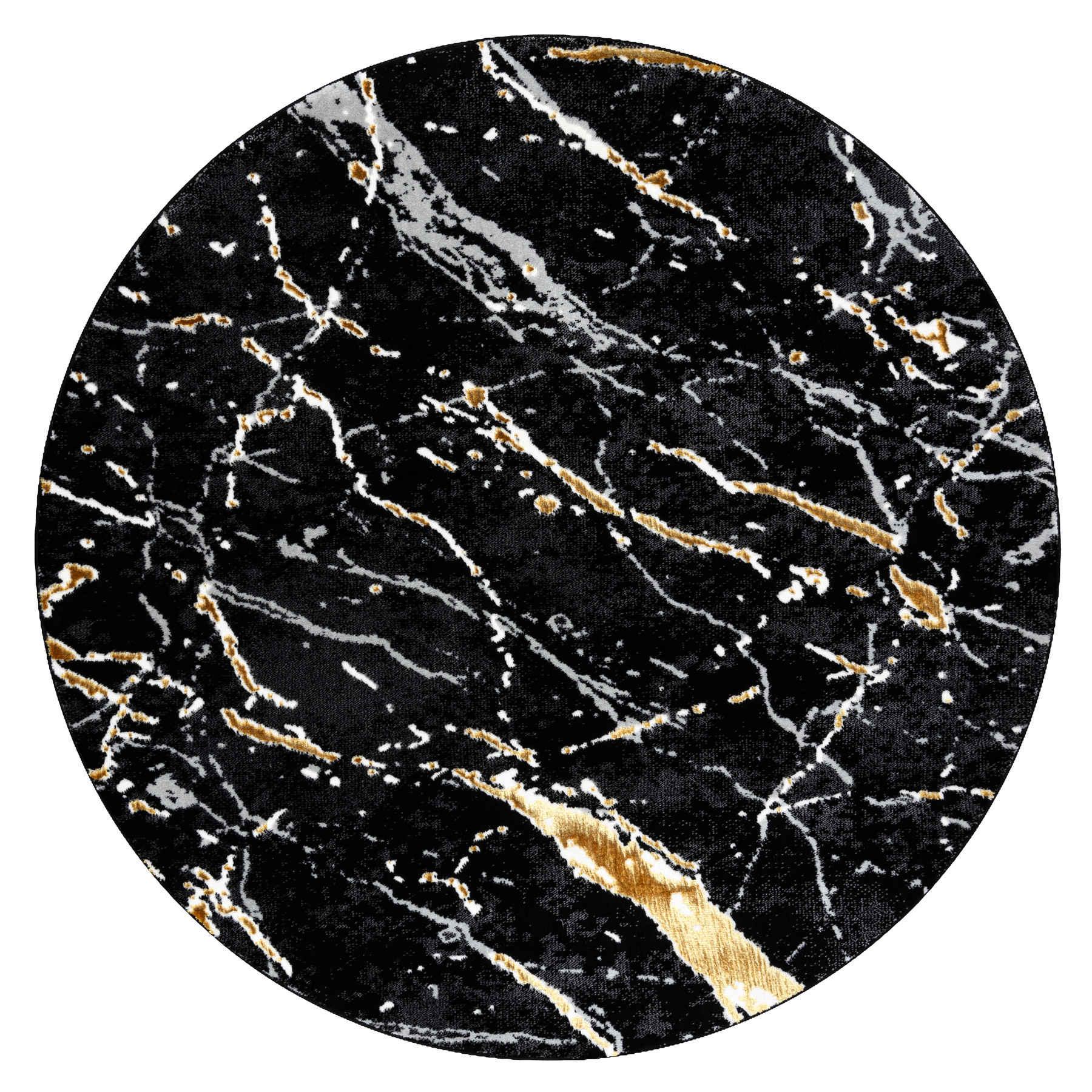 Levně Dywany Łuszczów, Kusový koberec Allure 1963 black/gold kruh, 200x200 (průměr) kruh, černá, kancelář