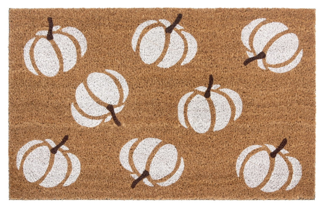 Levně Hanse Home, DOPRODEJ: 45x75 cm Rohožka Halloween bílé dýně 105676 - na ven i na doma, 45x75, bílá, chodba / předsíň