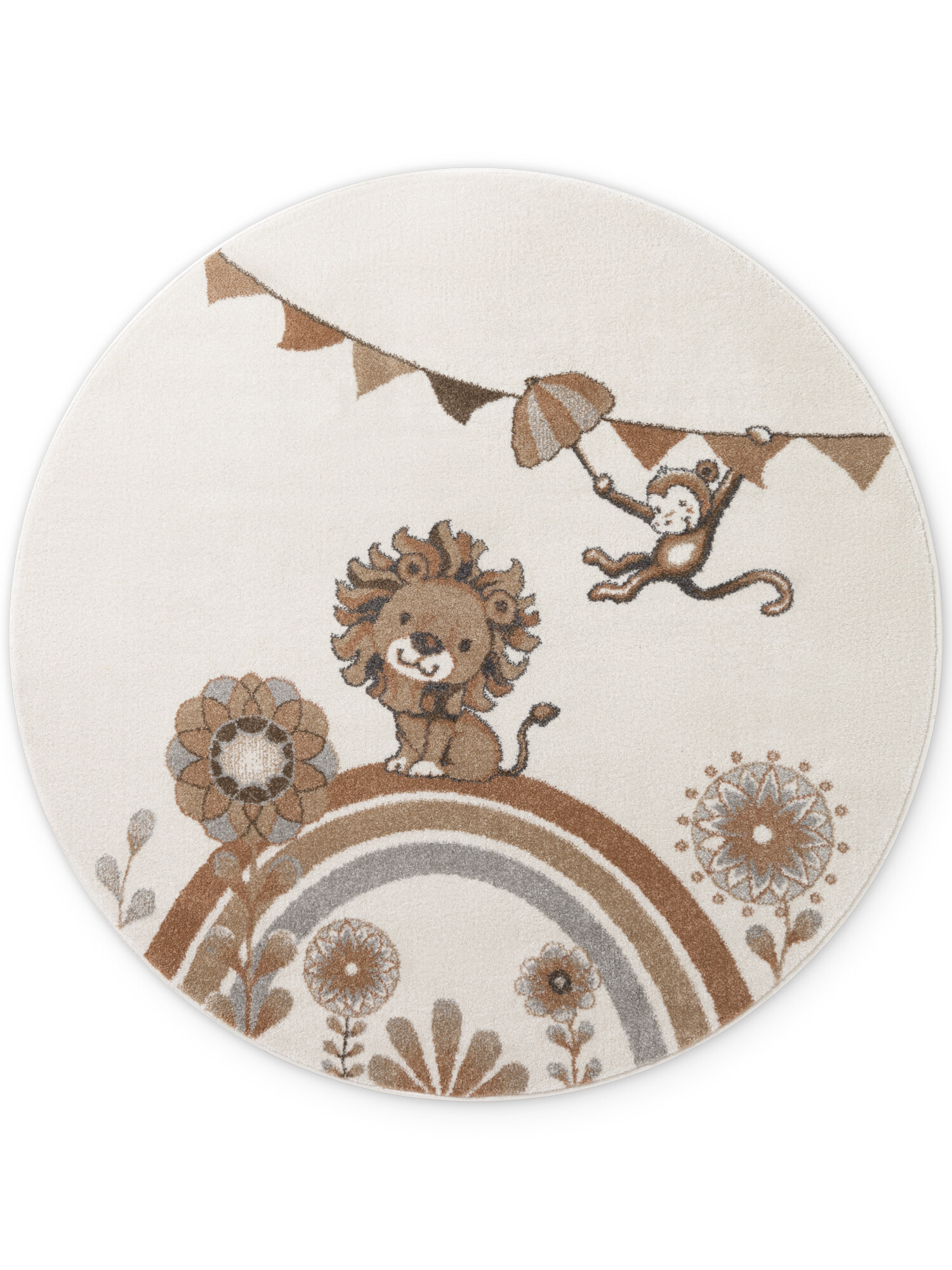 Levně Villeroy & Boch, Dětský kusový koberec Villeroy & Boch Boho Kids 106307 Cream Multicolor kruh, 160x160 (průměr) kruh, bílá, dětský pokoj