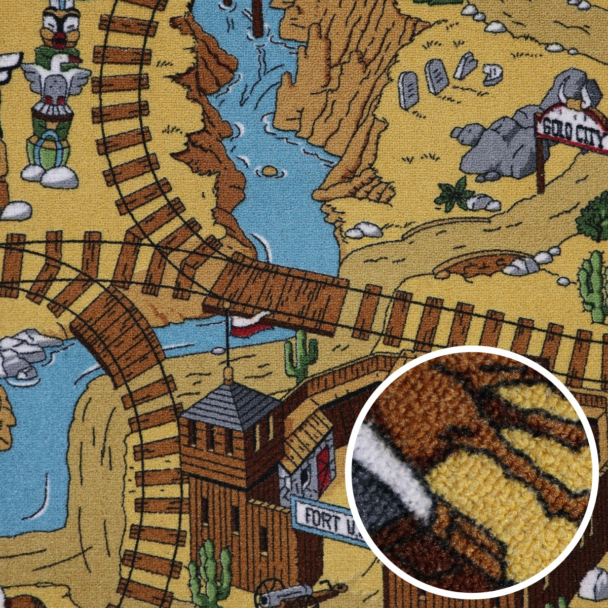 Levně AladinWorld Expres, AKCE: 270x400 cm Dětský kusový koberec Western - obšitý ze všech stran, šíře, vícebarevná, filc, dětský pokoj